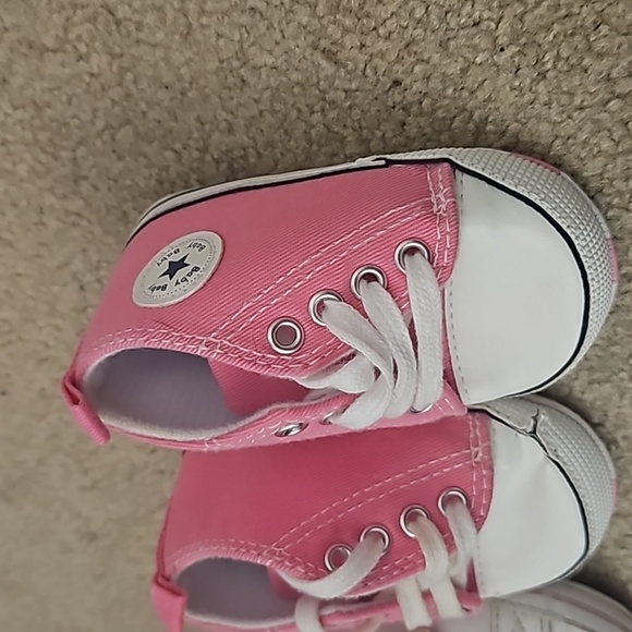 2 sets of baby sneakers pink converse style size 2 and bebe baby size 3-4 - Picture 2 of 6